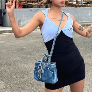 Denim tote bag women designer box shoulder bag crossbody 2023 new