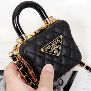 Diamond chain box, exquisite and versatile accessories, niche mini lipstick crossbody bag, earphone bag