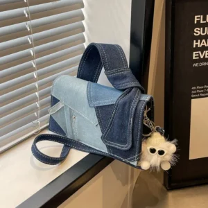 New Fashion Color Block Denim Square Shoulder Bag2026High Quality Buckle Personalized Unique Design Women's Bag Bolsos de señora