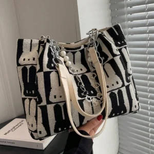 Women's Fashion Cartoon Rabbit Pattern Shoulder Bag Large Capacity Tote