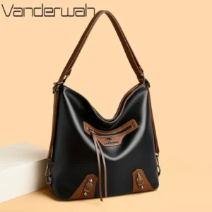 2-in-1 Convertible Hobo Backpack Women's Large Capacity PU Leather Crossbody Shoulder Bag Contrast Daily Casual Tote Purse New