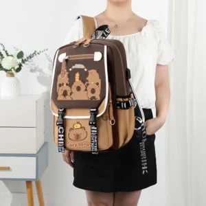 Capybara Cute Backpack with Pencil Case Kawaii Schoolbag Large Capacity Adorable Lightweight Daypack Shopping Work Trip Backpack