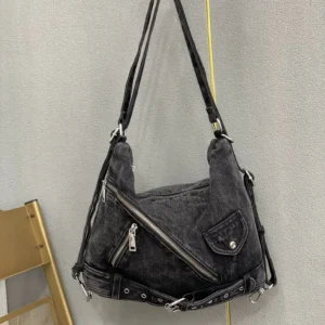 Lili Nice Vintage Denim Crossbody Bag Retro Jeans Tote Bag Large Capacity Women Casual Satchel Bag Fashion Shoulder Bag Handbag