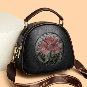 Vintage Handbag Women Shoulder Bag Luxurious Designer Round Bag High-quality Gift Embossed Printed Crossbody Purse for New Women