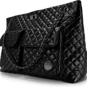 Quilted Vegan Leather Tote Weekender Travel Bag for Women, Durable and Stylish