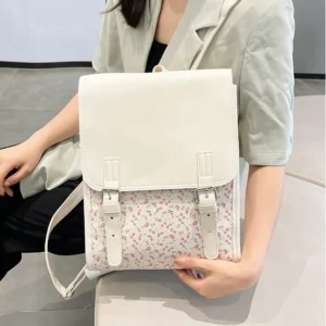 Fashion Flap Backpack PU Leather Flower School