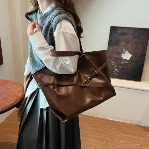 Tote Bag Designer Retro PU Leather Shoulder Handbag